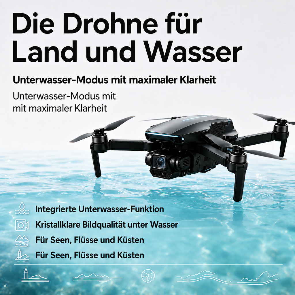 4K Mini-Drohne unter 249 g – Land & Wasser mit 360° Active Tracking